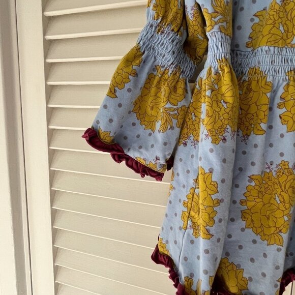 Matilda Jane Character Counts Amelie Blue Peasant Top Girls Sz 4 Floral - Picture 5 of 10